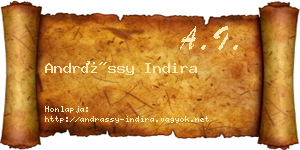 Andrássy Indira névjegykártya